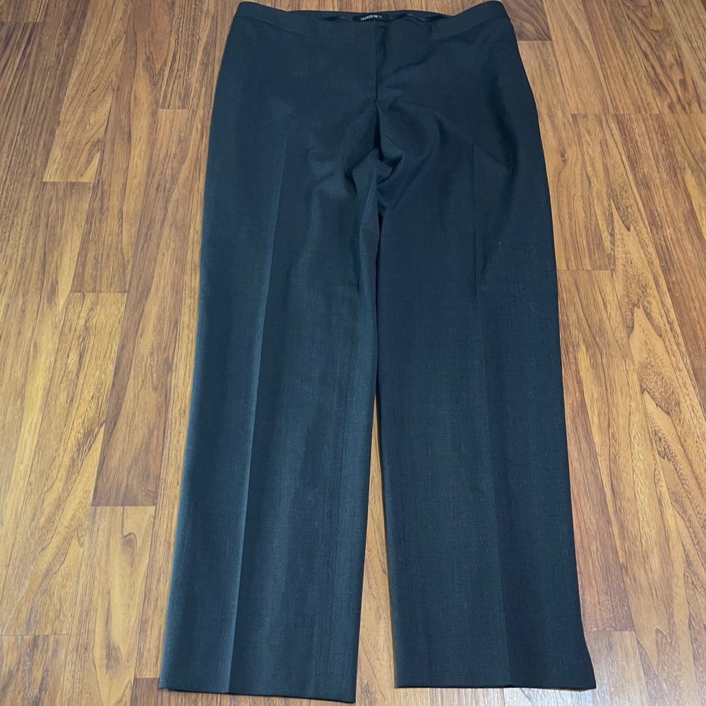 Lafayette 148 New York Pants Womens 10 Gray Wool Blend Straight Leg Dress Slacks